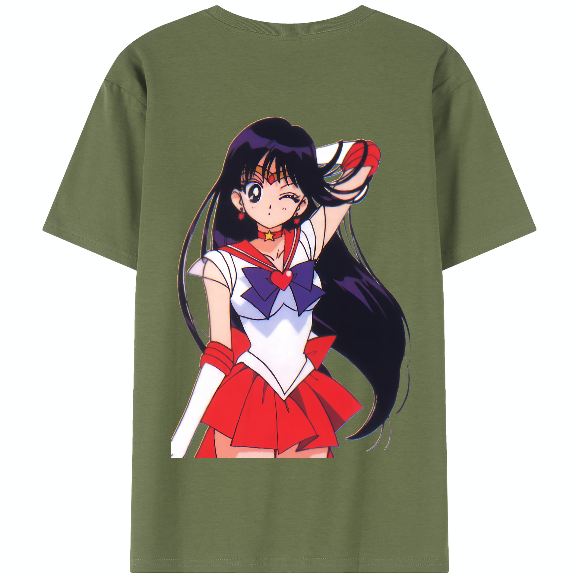 （画像用） 美少女戦士セーラームーン 火野レイ ひの レイ Sailor Moon Hino Rei （セーラーマーズ,Sailor Mars） 綿100％半袖Tシャツ（背面プリント）